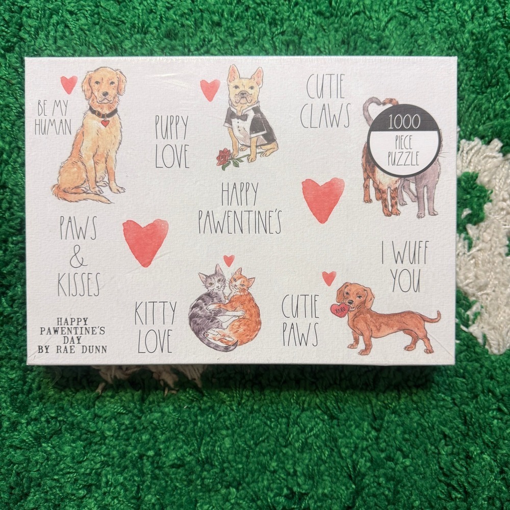 Rae Dunn Happy Pawentines Day 1000 Piece Puzzle Dogs‎ Cats Valentine